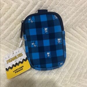 Peanuts Blue and Black Checkered Pouch